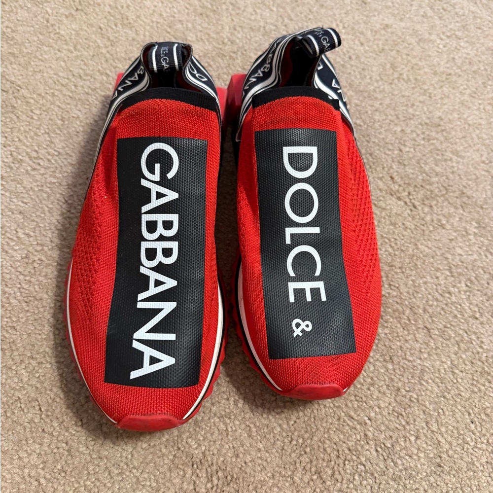 Dolce & Gabbana Red Slip-On Sneakers